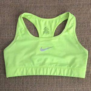 Nike Fluorescent Green Dri Fit Sports Bra size Small